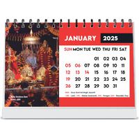 ESCAPER Famous Hindu Temples Calendar 2025 Desk, Hindu Mandir Calendar 2025, Vaishno Devi, Amarnath Ji, Kedarnath Dham, Mahakaleshwar, Kamakhya Devi, Siddhi Vinayaka Photo Calendar