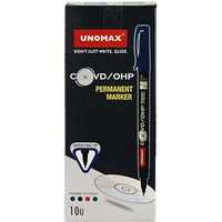 Unomax CD-DVD/OHP Permanent Marker Set of 10 (Blue) | Fine Tip Japanese Tip For Clear Marking | Marks On Most Surfaces | Unique Self Hydrating System