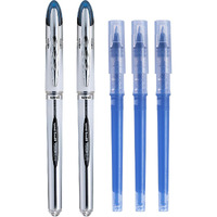 uni-ball Vision 0.7mm UB200 & UBR-90 Roller Ball Pen - Refill Combo | Blue Ink, 2 Pcs Pens with 3 Pcs Refills