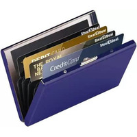 Stealodeal Blue Metal Water-Resistant Stainless Steel Debit/Credit Business ATM 6 (Unisex) Card Holder (Set of 1, Blue) CD