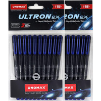 UNOMAX Ultron 2X Ball Pen - Set of 20 (Blue) | Unleash the Art of Writing with Elegance | Matt Finish Body | 0.7mm Tip Size for Superior Precision | Jet Ink Technology for Effortless