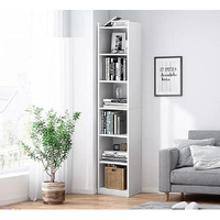 Callas 6 Layer Engineered Wood Bookshelf Multipurpose Home Decor Storage Rack Showcase Organizer for Living Room, Kitchen, Bedroom, Office | BR-07-White-6 Shelf