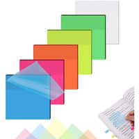SHUTTLE ART Transparent Sticky Notes - 50 Sheets Translucent Waterproof Colorful Clear Sticky Note Annotating Removable Self Adhesive Memo Message Reminder for Home Office School (Blue Sticky Notes)