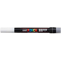 Uniball Posca PCF-350 Soft Brush Tip Paint Marker Pen | Non Toxic & Bleed Proof Ink | For Rocks Painting, Fabric, Wood, Canvas, Ceramic, Scrapbooking, DIY Crafts | White Ink, Pack of 1