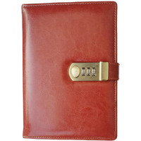 AccuPrints PU Leather Notebook Diary with Lock, Size 6 by 8 inch or A5 with Combination Password Journal- Pages 200 undated (Lock diary Brown)