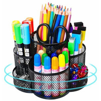 YAJNAS Bileder Metal Stationery Items Organizer for Office and Home Table Top Pen Pencil Holder | Desk Organiser Or Study, Makeup, Remote, Kitchen (Rotateable)