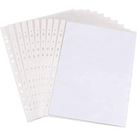 WHNOATOC 300 Micron Sheet Protectors, Plastic Clear Folder Leafs Document Sleeves, Heavyweight Non-Glare, Reinforced 11-Hole, Acid-Free, Archival Safe for Documents and Photos (A-4 Size) (Pack of 100)
