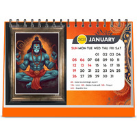 ESCAPER Hanuman Ji Desk Calendar 2025 Lord Hanuman Hindu God 12 Monthly Pages with Thick Paper Twin-Wire Binding Table Calendar 2025 (A5 Size, 8.5" x 5.5")