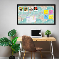 ArtzFolio Vintage Cloudy | Bulletin Board Notice Pin Board | Vision Soft Board Combo with Thumb Push Pins & Sticky Notes | Black Frame | 36 x 18 inch (91 x 46 cms)