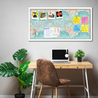 ArtzFolio Vintage Cloudy | Bulletin Board Notice Pin Board | Vision Soft Board Combo with Thumb Push Pins & Sticky Notes | White Frame | 24 x 12 inch (61 x 30 cms)