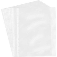 WHNOATOC 30 Pack 100 Micron Sheet Protectors, Plastic Clear Folder Leafs Document Sleeves,Reinforced 11-Hole, Heavyweight Non-Glare, Acid-Free, Archival Safe for Documents and Photos (A-4 Size),White