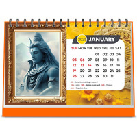 ESCAPER Lord Shiva Desk & Office Table Calendar 2025 (Pack of 15 Units), Religious Hindu God 12 Monthly Pages with Thick Paper Twin-Wire Binding Table Calendar 2025 (A5 Size, 8.5" x 5.5")