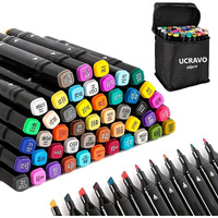 UCRAVO 48 Colors Markers, Double Tip Blender Art Drawing Markers Set, Professional Permanent Sketch Markers, Sketching Drawing Markers For Adult, Artists, Note, Marking, gift Coloring Marker
