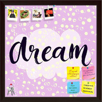 ArtzFolio Dream | Bulletin Board Notice Pin Board | Vision Soft Board Combo with Thumb Push Pins & Sticky Notes | Dark Brown Frame | 12 x 12 inch (30 x 30 cms)