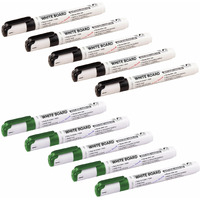 YAJNAS Whiteboard Markers  Assorted Ink Colours Markers for School & Office Stationery Items Markers, Set of 10 (Black-5 & Green-5)