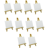 Eduway 6 Inch Mini Wooden Display Easel Tripod Stand for/Sketch Accessories/Natural Craft/Art/Painting/Mini Canvas/Photo Frame/Business Card/Display with 5x5 Inch Canvas-(20 PCS)