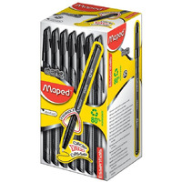 MAPED Ball pen Set of 50 (Dark Black)|50 Black Pens|1mm Nib Ball Pens|Smooth Gliding With Amazing Writing Experience|Triangular Shape For Easy Grip