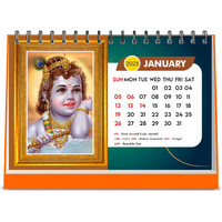 ESCAPER Lord Krishna Desk & Office Table Calendar 2025 (Pack of 10 Units), Hindu God Radha Krishna 12 Monthly Pages with Thick Paper Twin-Wire Binding Table Calendar 2025 (A5 Size, 8.5" x 5.5")