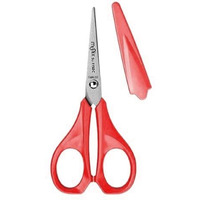 Munix SL-1150C 128 mm / 5" Stainless Steel Scissors | Pointed Tip with Shock Proof Body | Ergonomic & Soft Handles for Easy Handling | Red, Pack of 2 - Color May Vary