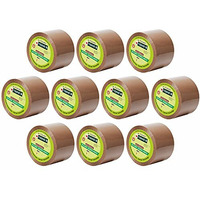 YAJNAS Brown Packaging Tape Rolls, 48mm x 35M, Pack of 10, Strong, Self-Adhering, Ideal for Cardboard Boxes, Shipping, Storage
