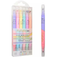 Ayat Retail | Quirky Twin Tip Highlighters | 6 Double Sided Pen With 12 colors | Chisel Tip Fine Grip Marker 3 MM Tip & Bleed Free | Gifts For Stationery Hoarders & Kids | Party Return Gifts-Assorted