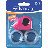 Kangaro Desk Essentials CC-110 Crystal Clear Tape Dispenser Blister | Handy & Smart | Strong Adhesion & Easy to Refill | Tape Included | Pack of 4 | Color May Vary