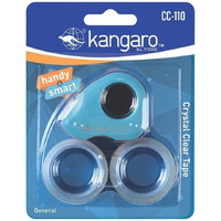 Kangaro Desk Essentials CC-110 Crystal Clear Tape Dispenser Blister | Handy & Smart | Strong Adhesion & Easy to Refill | Tape Included | Pack of 4 | Color May Vary