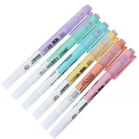 Chic Modern Minimal Erasable Tip Highlighters | Set Of 6 Pens | Chisel Tip Fine Grip Marker | Marker On One Side & Eraser On The Other Side | Ideal Gifts For Stationery Hoarders & Kids.