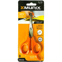 Munix SL-1158 148 mm / 5.8" Stainless Steel Scissors | Pointed Tip with Shock Proof Body | Ergonomic & Soft Handles for Easy Handling | Orange, Pack of 3 - Color May Vary