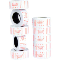 Bambalio White Colour Label Rolls with Two Red Lines Border 10 Label Rolls Compatible with All Single Line Labeling Machines- BLR-WP(T) ECO