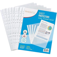 WHNOATOC (20 Pack) 300 Micron Sheet Protectors,Heavyweight Non-Glare,Plastic Clear Folder Leafs Document Sleeves,Reinforced 11-Hole, Acid-Free, Archival Safe for Documents and Photos (A-4 Size)