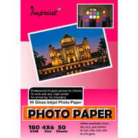 IMPRINT Photo Paper | for All Inkjet Printers | Glossy Finish | Size 4"x6" | Pack of 50 Sheets | 180 GSM Thick