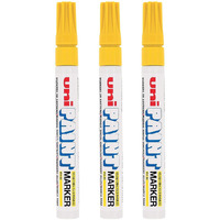 UNI-BALL PX20 Bullet Shaped Paint Markers | Yellow Ink, Pack of 3