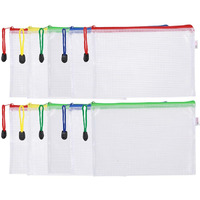 Deli W5656 Transparent Zippered Stationary Case Pouch, Assorted Color, Pack of 10, Size: A5