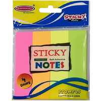 Bambalio SN-40 Sticky Note Pad - 3 x 1 inch,4 Neon Colour Prompts, 40 Sheets/Prompt,Pack of 3