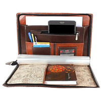 Eclet Size Document File Folder Certificates, Legal Paper Holder PU Leatherette Material Professional Waterproof Chain File Office File with 20 Leafs Mix Brown