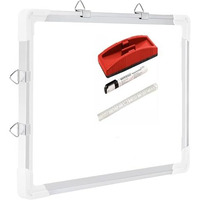 Eclet Non Magnetic 1 X1 feet Double Sided White Board and Chalk Board Front Side whiteboard Marker Surface and Back Side Chalkboard Surface (1x1 feet, Pack of 1 Item) d (1 X 1)