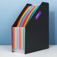GLUN 12 Pockets Vertical Expanding File Folders Letter A4 Size Documents Organiser, Desk Accordion File Organizer, Divider Space Saver for Office, Class and Home