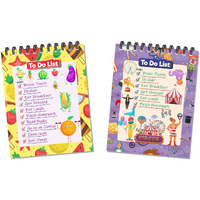 ESCAPER Fruits & Circus Themed To-Do List Planners: Keep Your Little Ones Organized and Productive (Pack of 2 - A6 Size - 80 Sheets Each)