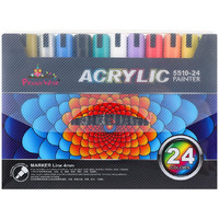PennyWise Acrylic Paint Markers Waterproof Permanent Art DIY Pens, 4 MM Tip, Ideal For Painting, Drawing, Stenciling, Etching, Stamping. (Set Of 24 Shades)