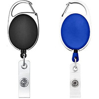 WHNOATOC Retractable Reel Oval Shape ID Card Holder YoYo Clip Resealable Waterproof Carabiner Reel Clip On ID Card Badge Holder-Pack-2 Set