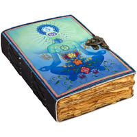 DI - KRAFT Leather Spiritual Printed Diary with 200 Unruled Vintage Paper for Office and Personal Use (7X5 Inch)