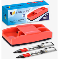 Eduway Premium Non-Magnetic Whiteboard/Chalkboard Plastic Duster Eraser| with 2 Marker | Perfect for Cleaning & Durable| Ideal for Teacher, Office, Kids, and Home |(1 Duster, 1Marker) -Assorted Color