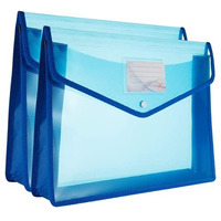 WHNOATOC Blue Pack 2 Document Holder Envelop Folder,File Storage Bag with Snap Button Transparent Plastic File for Document Certificate Holder/Document Folder for Certificate Legal Document Organizer