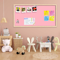 ArtzFolio Pinks Family Light Pink Colour | Bulletin Board Notice Pin Board | Vision Soft Board Combo with Thumb Push Pins & Sticky Notes | Natural Brown Frame | 30 x 15 inch (76 x 38 cms)