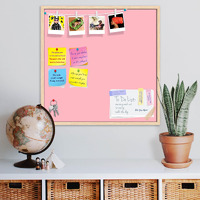 ArtzFolio Pinks Family Light Pink Colour | Bulletin Board Notice Pin Board | Vision Soft Board Combo with Thumb Push Pins & Sticky Notes | Natural Brown Frame | 20 x 20 inch (51 x 51 cms)