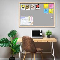 ArtzFolio Greys Family Dark Gray Colour | Bulletin Board Notice Pin Board | Vision Soft Board Combo with Thumb Push Pins & Sticky Notes | Natural Brown Frame | 30 x 20 inch (76 x 51 cms)