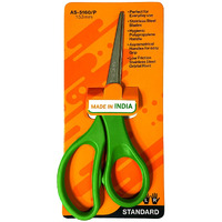 Munix AS-5160 153 mm / 6" Stainless Steel Scissors | Pointed Tip Blade with Asymmetrical & Comfortable Handles for Easy Grip | Lightweight Multipurpose Scissor | Green, Pack of 4 - Color May Vary
