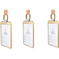 WHNOATOC Holder for Office,id Card Holder for Women,Golden id Card Holder for Men Stylish,id Card Holder for School Student,id Card Holder for Office Steel,Office id Card Covers Holders Pack 3