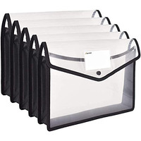 WHNOATOC Pack 5 Documents Holder Envelope Folder,File Storage Bag with Snap Button Transparent Plastic Files for Certificate File Holder/Document Folder for Certificate Legal Documents Organizers
